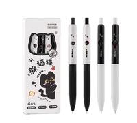 Tsophreniq 4 bolígrafos retráctiles con punta y secado rápido con bonito patrón para cambiar la cara de la escuela bolígrafos de gel