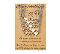 Tsophreniq 5 collares a juego con dije de corazón de promesa, regalo de amistad, collares a juego para mejores amigos, familiares, adolescentes, collar de corazón de plata para mujeres y niñas