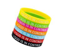 Tsophreniq 7 pulseras de goma brillantes de moda impresas con frases edificantes para uso diario Dios está en control