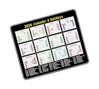 Tsophreniq Almohadilla antideslizante con planificador anual 2026 para un control preciso de los cursores y fácil mantenimiento en el entorno de trabajo, calendario y alfombrilla de mouse