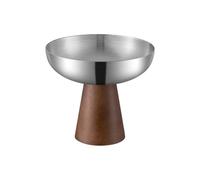 Tsophreniq Base de madera y soporte de postre de acero inoxidable, elegante taza para servir helado, ensalada de frutas y aperitivos, plato de cocina