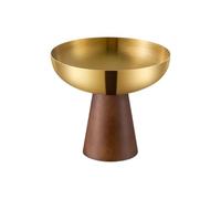 Tsophreniq Base de madera y soporte de postre de acero inoxidable, elegante taza para servir helado, ensalada de frutas y aperitivos, plato de cocina