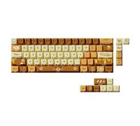 Tsophreniq Bread Bear Art Theme - Teclas de perfil original de PBT, 74 teclas para teclados mecánicos con impresión lateral, ajuste de varios tamaños, lado transparente