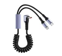 Tsophreniq Cable de carga de bobina de resorte para teléfonos y tabletas MicroUSB, 66 W, carga rápida tipo C, cable de sincronización de datos, cable de resorte retráctil
