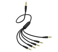 Tsophreniq Cable de extensión de sonido de 50 cm de largo, 3,5 mm, 1 en 5 salidas, para 5 dispositivos, sin demora ni ruido, para teléfonos portátiles, cable de extensión de sonido