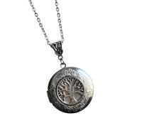 Tsophreniq Collar con medallón de foto con símbolo hecho a mano que muestra diseños de triquetra y árbol, joyería fotográfica de moda, One Size, como se describe, como se describe