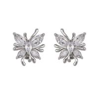 Tsophreniq Dijes de mariposa de cristal para auriculares, construcción de cobre galvanizado de alta calidad, mecanismo de ajuste sin esfuerzo para Profes brillante circonita completa mariposa