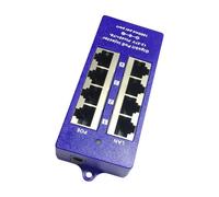 Tsophreniq Divisor de alimentación a través de Ethernet de 4 puertos Gigabit de modo B para aplicaciones de red de seguridad en el hogar y negocios, adaptador de red Ethernet