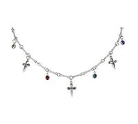 Tsophreniq Elegante collar con colgante de cruces de acero de titanio con flecos de circonita para mujeres y hombres, joyería de hip hop, collar de hip hop