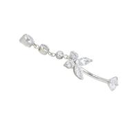 Tsophreniq Elegante piercing para el ombligo con revestimiento de acero inoxidable, ligero, diseño de mariposa 4G, con circonita de 6 mm, joyería ligera para el cuerpo, circonita