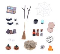 Tsophreniq Juego de manualidades de casa modelo de Halloween, 27 piezas de poliestireno, pequeñas características, tocado, libros para brujas, cabaña, dioramas, juego de escenas de Halloween