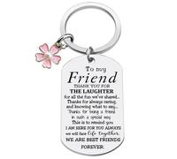 Tsophreniq Llavero de acero inoxidable con texto en inglés "Not Sisters by Blood But Sisters by Heart", elegante para mujeres