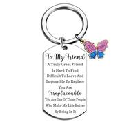 Tsophreniq Llavero de acero inoxidable con texto en inglés "Not Sisters by Blood But Sisters by Heart", elegante para mujeres