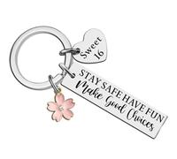 Tsophreniq Llavero de acero inoxidable con texto en inglés "Not Sisters by Blood But Sisters by Heart", elegante para mujeres