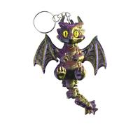 Tsophreniq Llavero detallado de dragón occidental impreso en 3D con alas articuladas y cola, accesorios de llavero ajustable, figura de dragón, P dorado y negro, Talla única