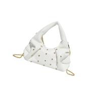 Tsophreniq Moderna bolsa de hombro individual con diseño de remaches vanguardistas, bolso cruzado de poliuretano suave para llevar a diario en las axilas, White