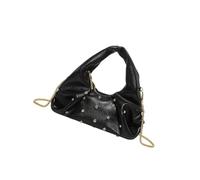 Tsophreniq Moderna bolsa de hombro individual con diseño de remaches vanguardistas, bolso cruzado de poliuretano suave para llevar a diario en las axilas, Black