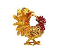 Tsophreniq Organizador de joyas con temática de gallo con piedras preciosas, contenedor decorativo para anillos, aretes, símbolo de prosperidad, exhibición de joyas