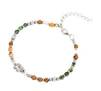 Tsophreniq Pulsera ajustable de cadena de cuentas con detalle de elefante con cadena de extensión de 5 cm para simbolismo, pulsera ajustable de cuentas verdes, One Size, como se describe