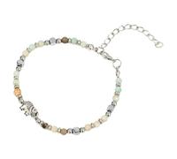 Tsophreniq Pulsera ajustable de cadena de cuentas con detalle de elefante con cadena de extensión de 5 cm para simbolismo, pulsera ajustable de cuentas verdes, One Size, como se describe