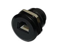 Tsophreniq Roscado RJ12 6P6C Dos enchufes hembra para teléfono de puerto hembra para instalación de gabinete de red, conectores de teléfono roscados para montaje en panel