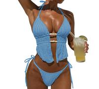 Tsophreniq Trajes de baño con cuello en V para mujer, trajes de baño atrevidos de cintura alta, trajes de baño con cuello en V para mujer, conjuntos de trajes de baño atrevidos de cintura alta