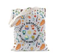 TSOTMO DD Game Merch DD - Bolsa de mano para amantes de los juegos, regalo DM, regalo para maestros de juego, dados de gato D20, Misiones secundarias, medium