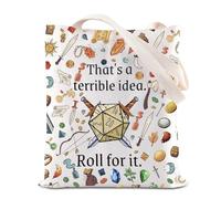 TSOTMO DND Merch Dungeon Master - Bolsa de mano DM Gift RPG Gift D&D Gamer Gift DM Player Shoulder Bag Dice Dragon Lover Gift, Roll for It, medium