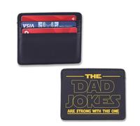 TSOTMO Funny Dad Joke - Cartera de piel con texto en inglés "Dad Jokes are Strong with This One", regalo para el día del padre, soporte para tarjetas de humor de ciencia ficción, Cartera de broma para