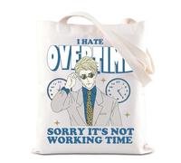 TSOTMO JJK - Bolsa de mano inspirada en I hate Overtime, regalo para amantes del anime, hechicero, maldición luchador, bolsa de compras japonesa para fanáticos del anime, Tiempo de funcionamiento:,