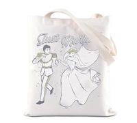 TSOTMO Just Married - Bolsa de compras reutilizable para recién casados, diseño de princesa de luna de miel, regalo de despedida de soltera, Bolso para casados
