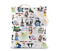 TSOTMO Nightmare Inspired - Bolsa de mano inspirada en Nightmare Skull Merch Jack and Sally Fans Gift Zero Ghost Dog Shoulder Bag, Lienzo de pesadilla, medium