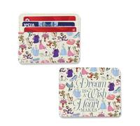 TSOTMO Portatarjetas de dibujos animados con texto en inglés "A Dream is A Wish Your Heart Make" - Princesas Fanáticas, cartera para tarjetas de cuento familiar, regalo de viaje familiar, Cartera