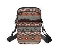 TSOVTHRID Bandolera pequeña para niños, con bolsillo frontal, Deer Southwest Aztec Tribu Geométrico