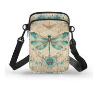 TSOVTHRID Bolso bandolera de 2 capas para hombre y mujer, Libélula floral