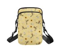 TSOVTHRID Bolso bandolera para niñas, bolso bandolera para teléfono, riñonera para la escuela, Colibrí, pájaros, girasol, margaritas, puntos