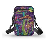 TSOVTHRID Bolso cruzado de 2 capas para mujer, bolso bandolera de viaje, Magic Mushroom Starry Sky