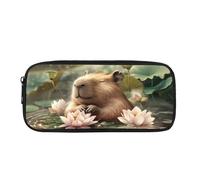 TSOVTHRID Capybara - Estuche para lápices para niñas y niños, gran capacidad, para plumas estilográficas, bolsas con cremallera, Lotus Water Rat, Estuche de belleza