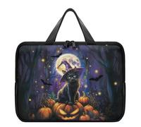 TSOVTHRID Enchanted - Maletín para ordenador portátil de 12 pulgadas con diseño de calabaza y gato negro para mujer, funda delgada para computadora de Halloween, funda protectora a prueba de golpes