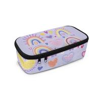 TSOVTHRID Kawaii - Estuche moderno con cremallera suave para niñas de uso diario, arcoíris, Talla única, Juego de mochila escolar