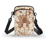 TSOVTHRID Monederos para mujer, bandolera de 2 capas, bolsos pequeños para teléfono celular, Capybara Daisy Ocean
