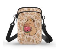 TSOVTHRID Monederos para mujer, bandolera de 2 capas, bolsos pequeños para teléfono celular, Capybara Sandía Naranja