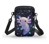 TSOVTHRID Monederos para mujer, bolso cruzado pequeño para mujer, bolso bandolera de 2 capas para teléfono, Galaxy Magic Axolotl