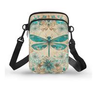 TSOVTHRID Pequeñas bolsas de mensajero de viaje, bolso bandolera para teléfono, cartera para mujeres y hombres, Libélula floral