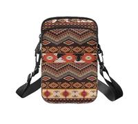 TSOVTHRID Pequeños bolsos cruzados con cremallera y múltiples correas de hombro, riñonera para mujeres y hombres, Retro rojo marrón geométrico tribu suroeste