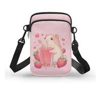TSOVTHRID Pequeños bolsos cruzados para mujer, de viaje, bolso de hombro de 2 capas para teléfono celular, Capybara - Té Boba de fresa