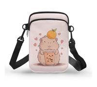 TSOVTHRID Pequeños bolsos cruzados para mujer, de viaje, bolso de hombro de 2 capas para teléfono celular, Té Boba naranja Capybara