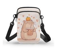 TSOVTHRID Pequeños bolsos cruzados para mujer, de viaje, bolso de hombro de 2 capas para teléfono celular, Capybara Heart Boba Tea