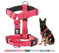TSPRO Arnés Táctico para Perros No Pull, Alta Resistencia, Ajustable, con Asa y Hebilla de Liberación Rápida, para Perros Medianos y Grandes en Paseos al Aire Libre (Rojo M)