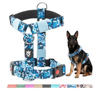 TSPRO Arnés Táctico para Perros No Pull, Alta Resistencia, Ajustable, con Asa y Hebilla de Liberación Rápida, para Perros Medianos y Grandes en Paseos al Aire Libre (Camo Azul L)